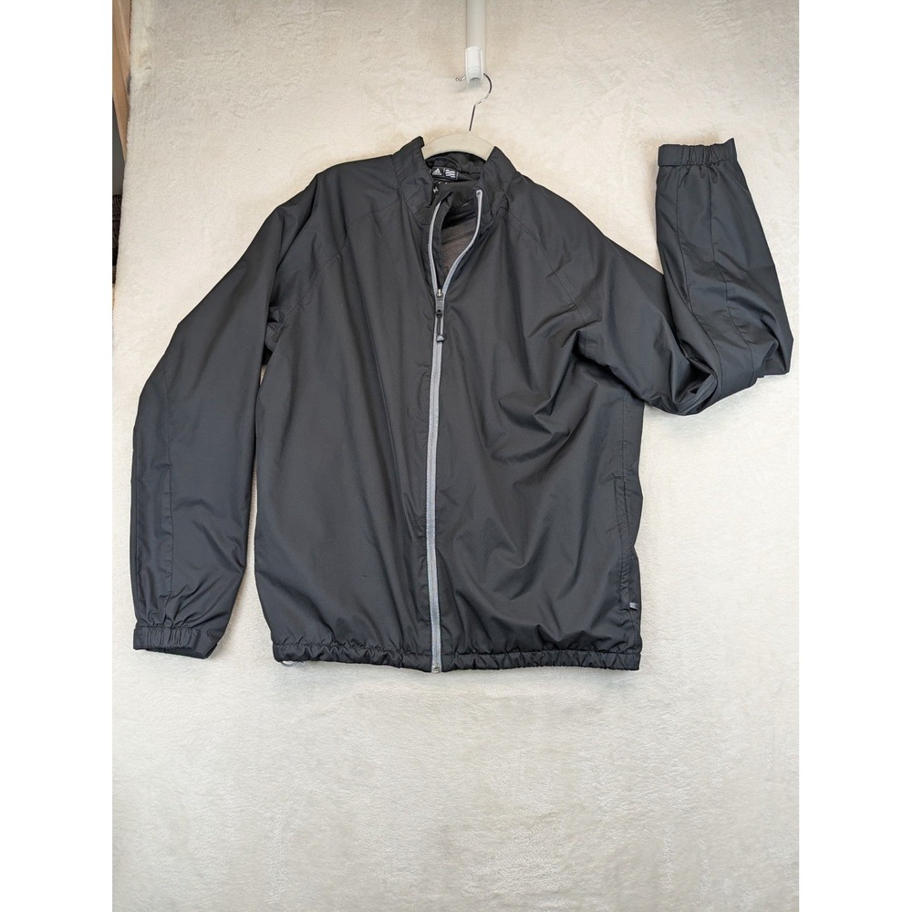 Adidas Golf Rain Jacket Mens Medium Black Climastorm Windbreaker Full Zip